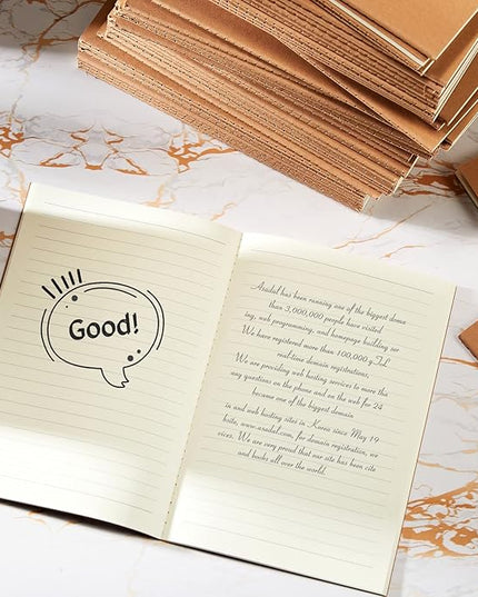Sepamoon 200 Pack Kraft Notebook Journals 5.5 Inch x 8.3 Inch A5 Journal Softcover Notebooks Bulk for Kids Student Writing Sketch Travel Journal Office Notepad with 60 Pages 30 Sheets(Brown)