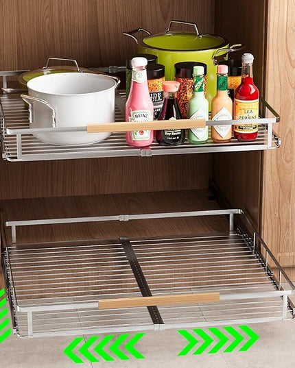 SOFRON Expandable Pull Out Drawers for Cabinets, Kitchen Cabinet Slide Out Shelves, Adjustable Roll Out Drawers, X-Large 1 Pack