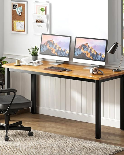 Need 54.3 Inch Large Computer Desk, Modern Simple Style Desk for Home Office, Basic Writing Table for Study Student, Teak