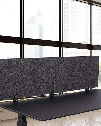Stand Up Desk Store ReFocus Raw Clamp-On Acoustic Desk Divider Mounted Privacy Panel to Reduce Noise and Visual Distractions (Anthracite Gray, 59" x 16")