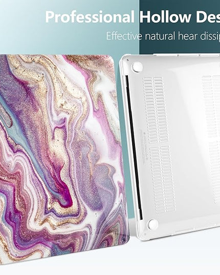 DONGKE Compatible with MacBook Pro 13 inch Case 2024 2023-2020 Release A2338 M2/M1 A2251 A2289 with Retina Display & Touch ID, Plastic Hard Shell & Keyboard Cover & Screen Film - Marbling Art