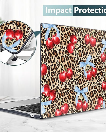 DONGKE for M4 MacBook Air 13.6 Inch Case 2025 2024 2023 2022 Model A3240 A3113 A2681 M3 M2 Chip, Plastic Hard Shell Case Cover with Touch ID for MacBook Air 13 Inch M4 - Leopard Cherry