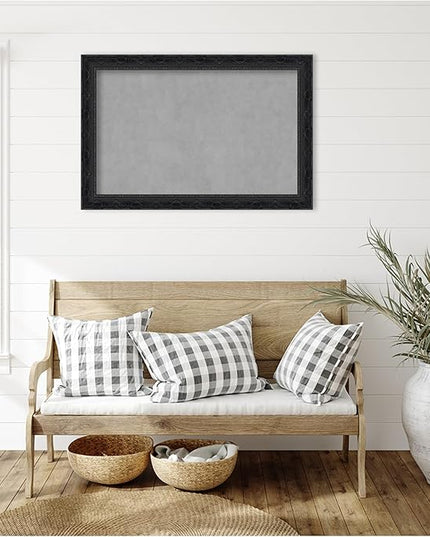 Amanti Art Black Framed Magnetic Board 24x36 Large Vision Board for use with Magnets, 100% Metal Sheet to Display Items as Office Decor or for Home Organization in mudroom, Kitchen or Kids Room