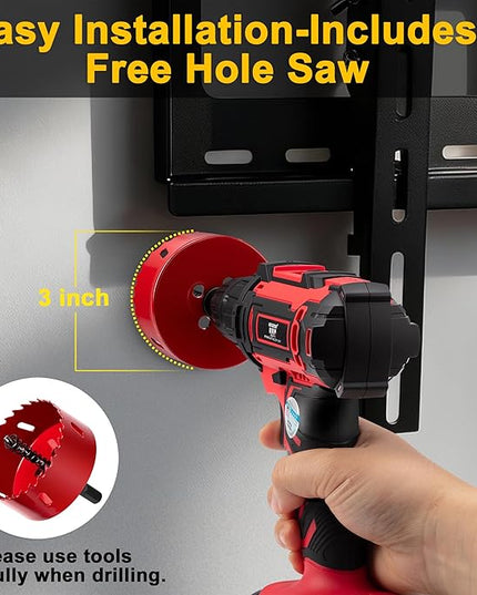 ZhiYo in-Wall Cable Management Kit for TV, White TV Cord Hider Kit, Behind Wall Cable Management for Mounted TVs, Cord Concealer Kits with 2 Wire Pass Throughs and 1 Hole Saw Drill Attachmen
