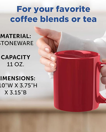 DISCOUNT PROMOS Ceramic Coffee Mugs 11 oz. Set of 10, Bulk Pack - Coffee cup set, Iced coffee cup, Gaming mug - Red