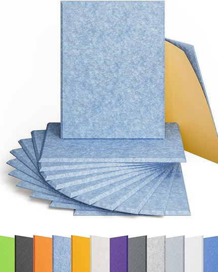 12 Pack Acoustic Panels Self Adhesive Sound Proof Foam, High Density Sound Acoustic Panel, 16X12X0.4 Inch 4:3 Rectangle Panels in Home, Office,Reccording Room,Studio,More(Light Sky Blue)