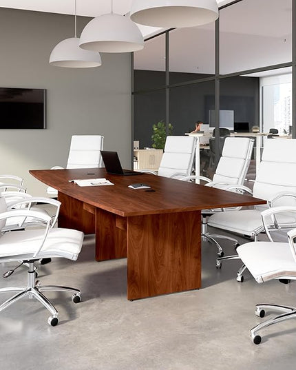 Bush Business Furniture 120-inch Office Conference Table with Wood Base, Boardroom Meeting Space for 10 Users, Hansen Cherry