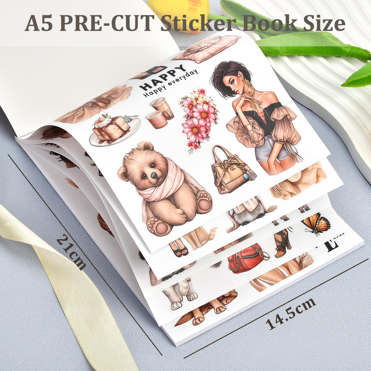 Snycler Scrapbook Sticker Book, Pets Dogs Cats Journaling Stickers, Animal Junk Journal Supplies, Pre-Cut Aesthetic Scrapbooking Stickers for Adults, Decorative Ephemera Bullet Planner DIY Arts Craft