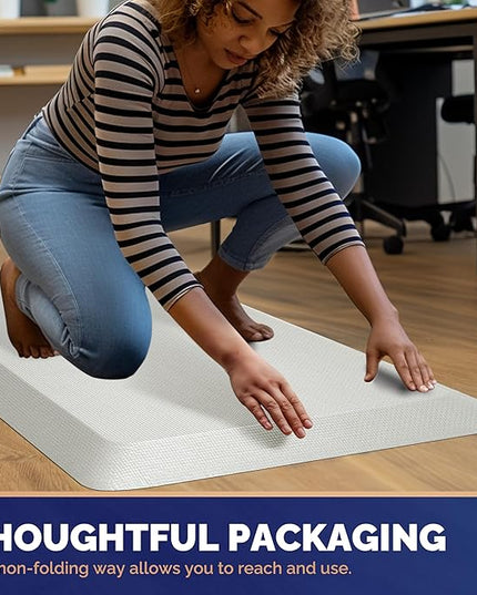 FEATOL Anti Fatigue Mats for Standing, 9/10 Extra Thick Ergonomic Standing Desk Mat, Comfort & Durable Memory Foam Standing Mat at Home,Office All Day (17" x 24", White, 1PC)