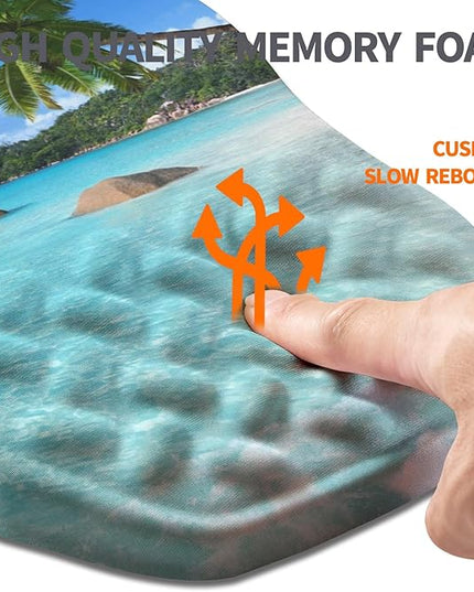 Ergonomic Slope Mouse Pad Wrist Support, Wrist Rest Mousepad for Carpal Tunnel Pain Relief with Massage Bulge and Slow Rebound Memory Foam (12x8 inch, Beach Coconut Trees)