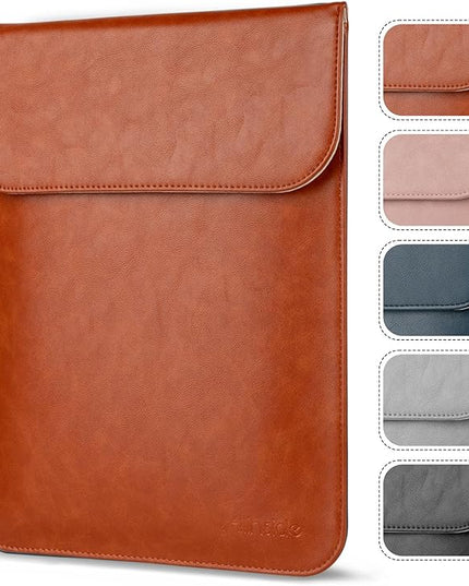Allinside 11-12 inch Laptop Sleeve Case Compatible with MacBook Air 11 2010-2015/MacBook 12 2015-2017, Waterproof PU Leather Laptop Sleeve Bag Protective Vertical Case Cover, Brown