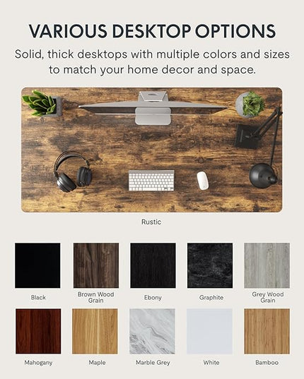 FLEXISPOT EN1 One-Piece Standing Desk with 1-Inch Thick Seamless Desktop, 55"x28" Electric Height Adjustable Desk for Home Office, Multi-Monitor Setups & Easy Assembly, Rustic Brown