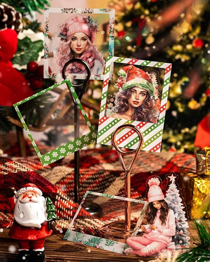 AuriicLeaf Christmas Polaroid PET Stickers, 90 Snow Country Character and Frame Designs for Scrapbooking, Journaling, DIY Crafts, and Holiday Decor