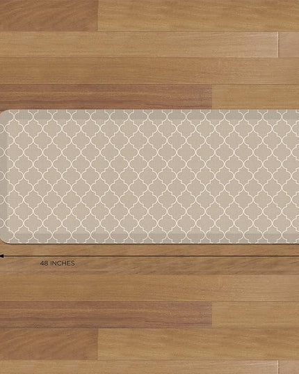 GelPro Anti-Fatigue Designer Comfort Kitchen Floor Mat, 20x48, Trellis Khaki Stain Resistant Surface with 3/4” Thick Ergo-Foam Core for Health and Wellness