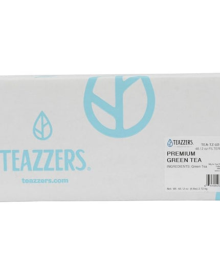 Teazzers Premium All-Natural Green Tea Bags – Great for Foodservice Commercial Ice Tea Brewers | Unsweetened USA-Made Bulk Green Tea for Restaurants, Cafés & Home Brewing (2 ounce, 48 Count)