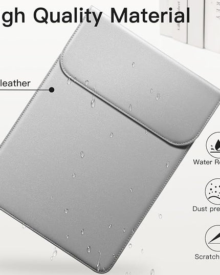 JETech Slim Laptop Sleeve for MacBook Air 13-Inch (M4/M3/M2) 2022-2025, MacBook Pro 13-Inch (M2/M1) 2016-2022, PU Leather Case (Grey)