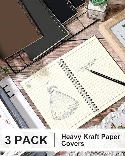 Yahenda Spiral Notebook Bulk A5 Journal Lined 8.3'' x 5.5'' Writing Composition Paper Small Notepad Subject Notebook for Students Office Business Back to School Supplies(Dark Color,3 Pcs)