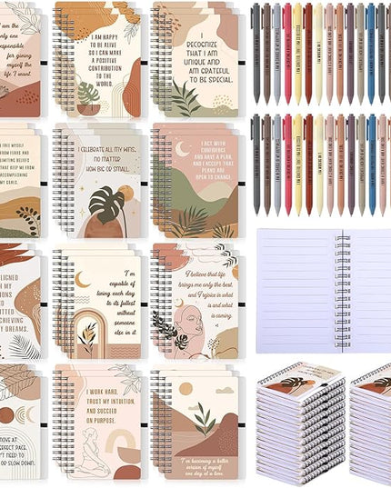 Kosiz 72 Pcs/36 Set Positive Affirmation Gifts Gratitude Spiral Notebooks with Pens Motivational Encouragement Notepads Daily Affirmations Journal for Women Valentine Galentine Gifts (Rainbow)