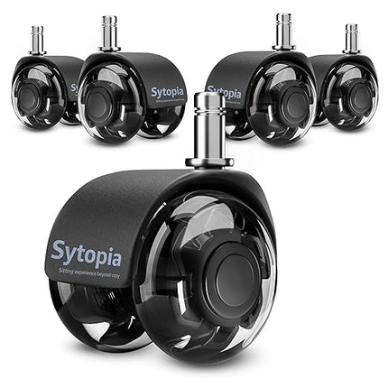 Office Chair Wheels 2" Desk Chair Caster Wheels Smooth Roller Style Quiet for Carpet and Hardwood Floors Universal Fit 11x22 mm Set of 5 Black