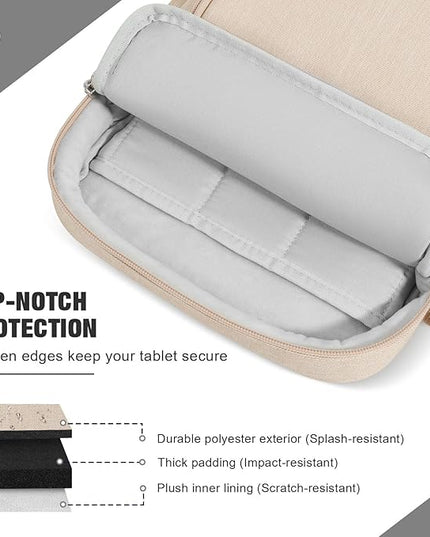 MoKo 9-11 Inch 360° Protective Tablet Sleeve Bag, Fits 11 inch iPad Air M3, iPad A16 2025, Pro 11 M5, iPad 10/9/8/7th, Tab S8/S9 11, Multifunctional Bag with Shoulder and Headphone Port, Sand