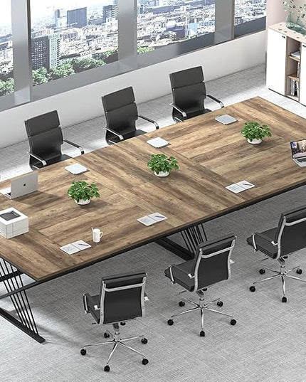 FOLUBAN 70.9" Computer Desk with Z-Shaped Legs, Industrial Work Executive Home Office Desk, Large 2 Person Gaming Study Desk Writing Table, Oak