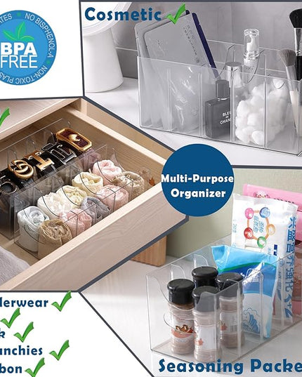 Belt Organizer - Clear Stackable Belt holder for Closet and Drawer Storage - 5 Compartments with Removable Dividers, Multi-Purpose Display Bins With Inserts For Ties, Socks, underwear (1)