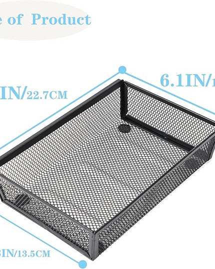 Mesh Tray Kitchen Drawer Utensil Cutlery Tray Office Supplies with Inter-locking Arm Drawer Dividers Organizer for Silverware, Flatware, Home,Office, School,Bedroom(9＂X6＂4pack) Black