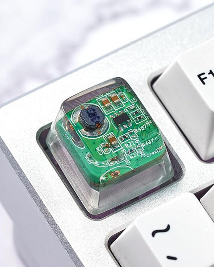 Green Circuit Board Artisan Keycap R1 OEM Profile Custom Keycaps 1U ESC Handmade Gaming Resin Key Cap Cherry MX Switch Compatible Mechanical Keyboard Tech Lover Gift