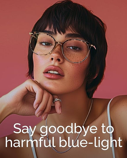 Gaoye Blue Light Blocking Glasses - Trending Round TR90 Frames, Metal Arms, UV400 Protection - Matching Soft Case