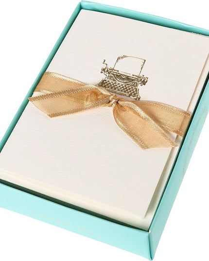 Graphique Typewriter Cards, Pack of 10 Cards with Envelopes, All Occasion Greetings, Blank Inside, Gold Foil Embossing, La Petite Press Collection Boxed Set, 3.25" x 4.75"