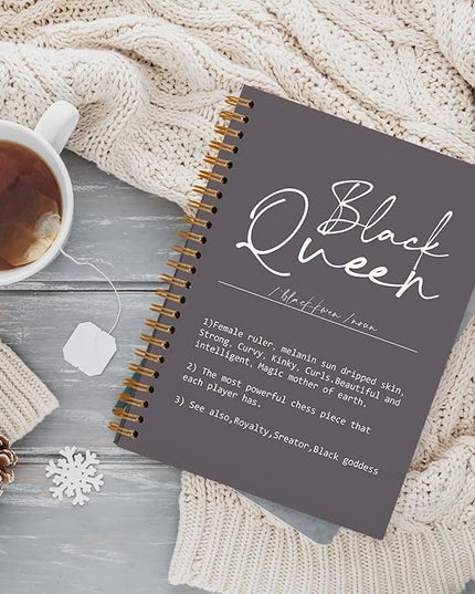 QUICQOD Black Queen Definition Notebooks,Journaling Notebook Gifts for Women Black Teacher Friend,Inspirational Positive Hardcover Spiral Notebook 5.5x8.3(Gray)