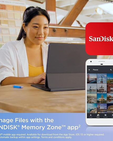 SanDisk 128GB Creator Phone Drive - for iPhone, iPad, Laptop & Mac - Includes USB Type-C and Lightning Connectors - Automatic Backup, 3 Months of Adobe Lightroom Included- SDIXD0N-128G-GN6TP