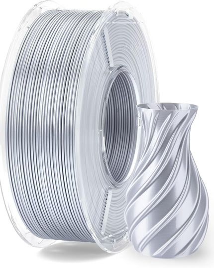 ELEGOO Silk PLA Filament 1.75mm Silver Grey 250g, Shiny 3D Printer Filament Dimensional Accuracy +/- 0.02mm, 250g Spool Fits for Most FDM 3D Printers