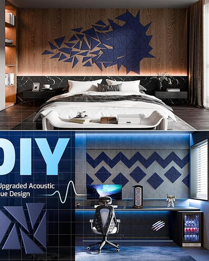 18 pack Acoustic Panels With Self-Adhesive, 12"X 12"X 0.4"Sound Proof Foam Panels, Sound Panels High Density, Soundproof Wall Panels for Home Studio Office-Blue