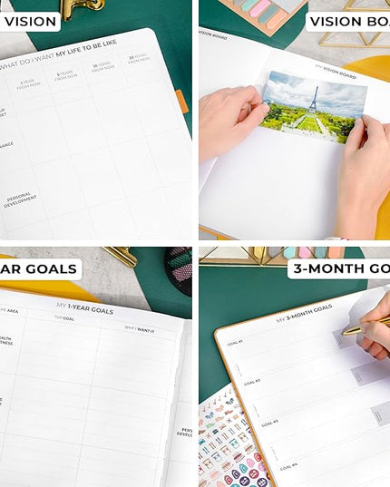 Clever Fox Planner Pro Premium – Luxurious Weekly & Monthly Planner with Budget Organizer for Productivity & Goals, Undated, A4 (Amber Yellow)