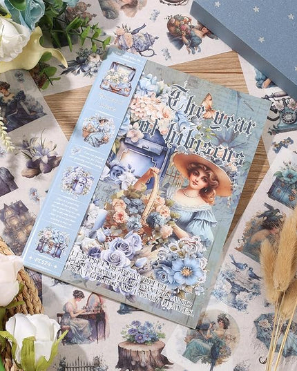 Auguro Vintage Ephemera Sticker 24 Sheets precut 300 washi Stickers Paper Journal Stickers for Adults People Junk Journal Sticker Book Scrapbooking Supplies