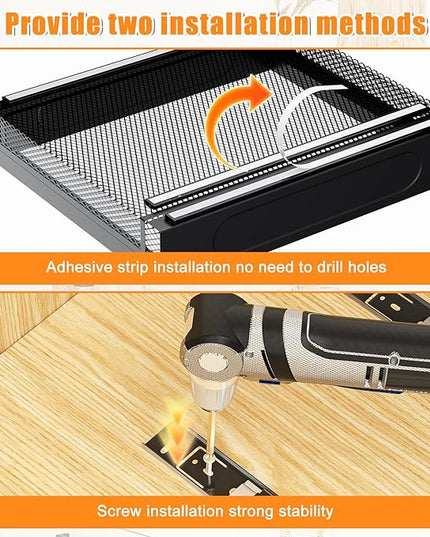 Hisencn Pull Out Cabinet Organizer, Expandable Width 13.9"-22", 21.8" Deep Heavy Duty Slide Out Drawer for Kitchen Cabinets, No Drill Roll Out Shelves with Adhesive Nano Film (Black)