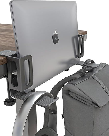 NODOCA Laptop Storage for Desk, Vertical Laptop Stand for Desk, MacBook Vertical Stand, with Headphone Holder, Desk Side Storage for MacBook/Surface/Samsung/HP/Dell[M, Black]