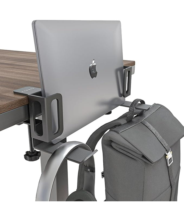 NODOCA Laptop Storage for Desk, Vertical Laptop Stand for Desk, MacBook Vertical Stand, with Headphone Holder, Desk Side Storage for MacBook/Surface/Samsung/HP/Dell[M, Black]