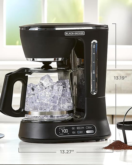 BLACK+DECKER Split Brew 12-Cup Digital Coffee Maker, CM0122, Iced or Hot Coffee, Programmable, Quick Touch, 4-Hour Keep Warm