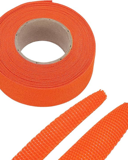 MECCANIXITY Braided Cable Sleeves Heat Shrinkable Fabric Sleeving, 1" 26ft Orange 2:1 Ratio Heat Shrinkable Cord Protector for Harness Cable, Network Cable Protection, Cable Management