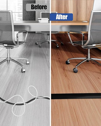 Floor Cord Cover Self Adhesive Cord Hider,3.3FT Cable Management, Extension Strip Protector for Wires, Prevent Cable Trips for Offices, Gyms, Exhibitions Cavity:0.51"(W) x 0.3"(H) Black