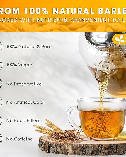 FreshDrinkUS, Premium 120 Barley Tea Bags, 100% Natural & Pure from Barley. Herbal Tea. Made with Natural Material Tea Bags. No Sugar, No Caffeine, No Gluten, Vegan.