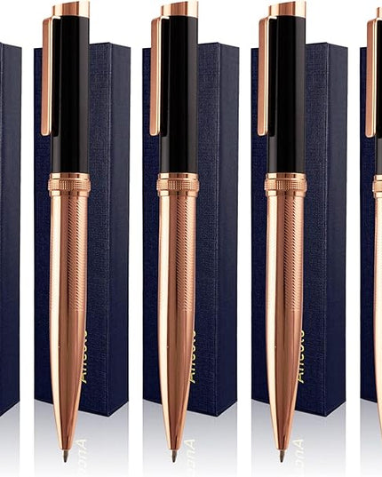Ancolo Personalized Ballpoint Pens - Luxury Writing Pen with 10 Black Ink Refill Engraved with Your Message Name on the Pens Gift Set for Man/Women/Writers/Collection/Journalist
