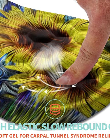 Ergonomic Mouse Pad Wrist Support with Memory Foam Massage Bulge, Carpal Tunnel Pain Relief Mousepad Wrist Rest for Mouse(12x8 inch,Sunflower)