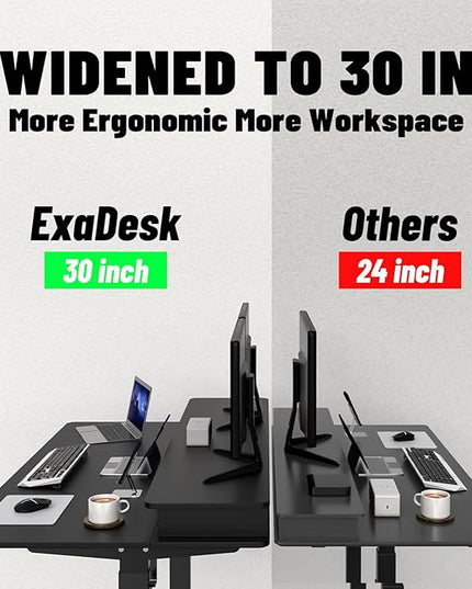 Electric Standing Widened Desk 63 * 30 Inches Adjustable Height with 4 Drawers, Double Storage Shelves Stand Up Desk, Home Office Workstation Sit Stand up Desk (Classical Black)