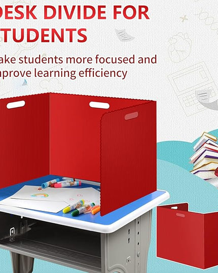 24 Pcs Desk Dividers for Students Classroom Plastic Privacy Folders Red Test Dividers for Students Desks Trifold Privacy Panel Partitions for School Teacher Supplies (24pcs Red)