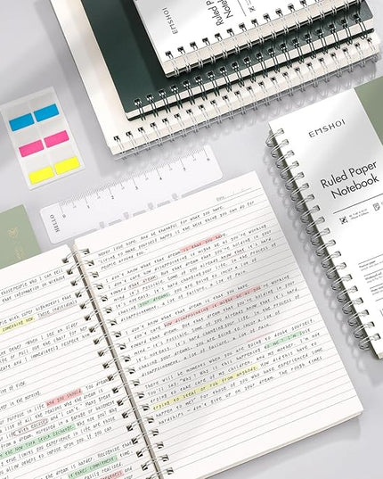 EMSHOI Lined Journal A4 Spiral Notebook, College Ruled Notebook, 300 Pages/150 Sheets, 100gsm Acid-Free Paper, Waterproof Softcover Notebook for School, Work, Writing, 8.27" × 11.2" - Transparent