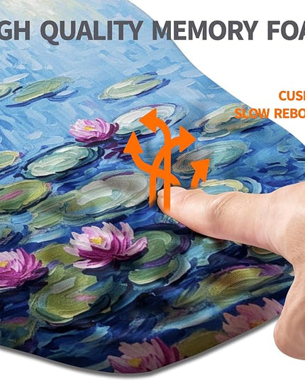 Ergonomic Slope Mouse Pad Wrist Support, Wrist Rest Mousepad for Carpal Tunnel Pain Relief with Massage Bulge and Slow Rebound Memory Foam (12x8 inch, Lotus Pond)