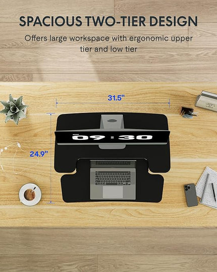 FLEXISPOT 32-inch Height Adjustable Standing Desk Converter, Quick Sit to Stand Tabletop Dual Monitor and Laptop Workstation with Wide Keyboard Tray, Black
